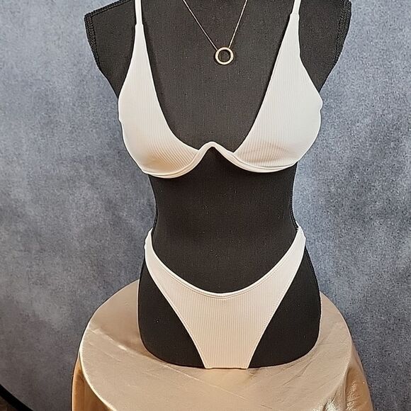 White Sexy Plunging Underwire Pushup 2-piece High cut leg Bikini - Picture 15 of 15